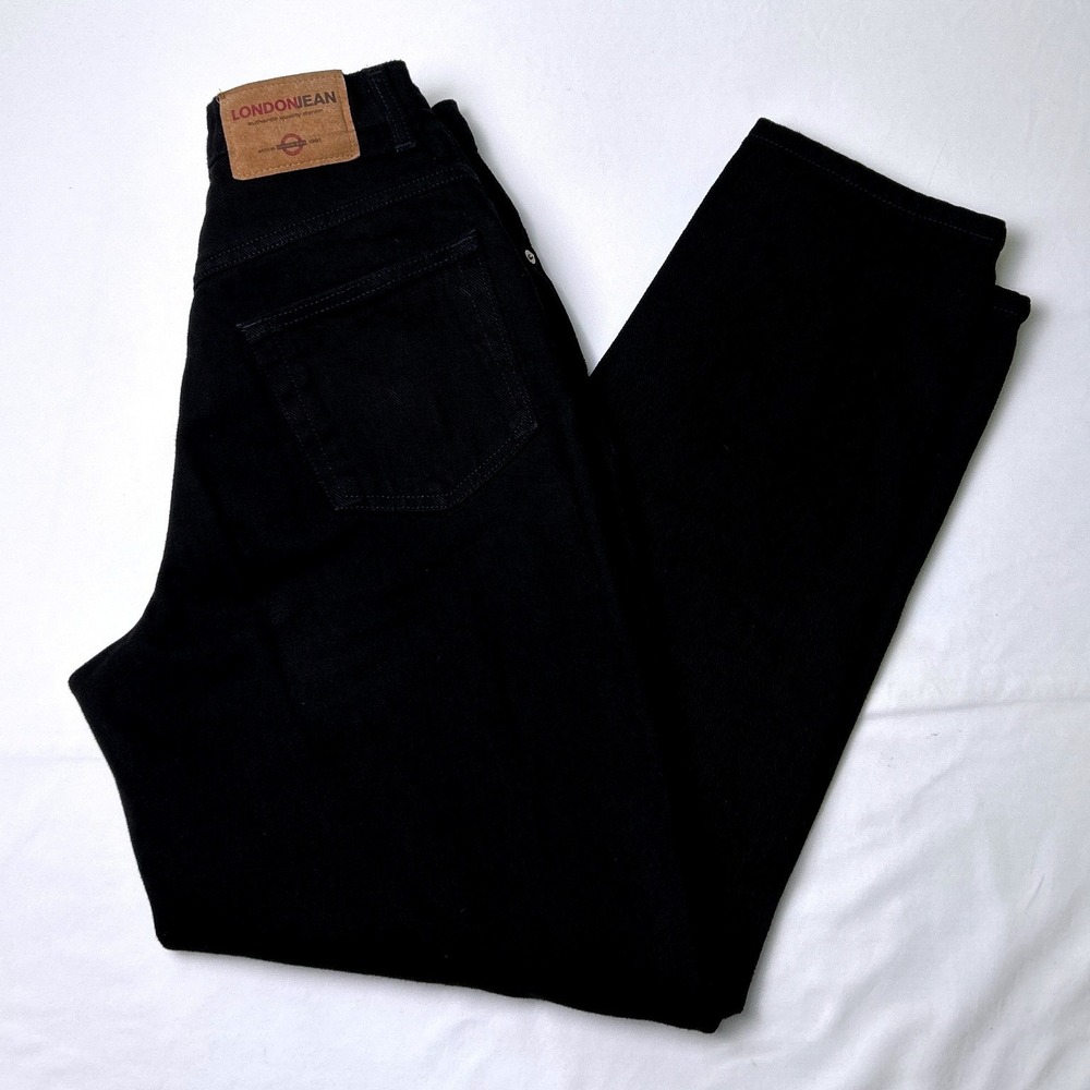 London Jean Womens Vintage High Rise Wide Leg Denim Jeans Size 8 Black Cotton